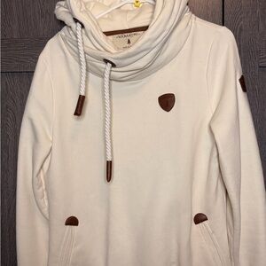 Wanakome Cream Cowl Neck Sweater with Brown Details